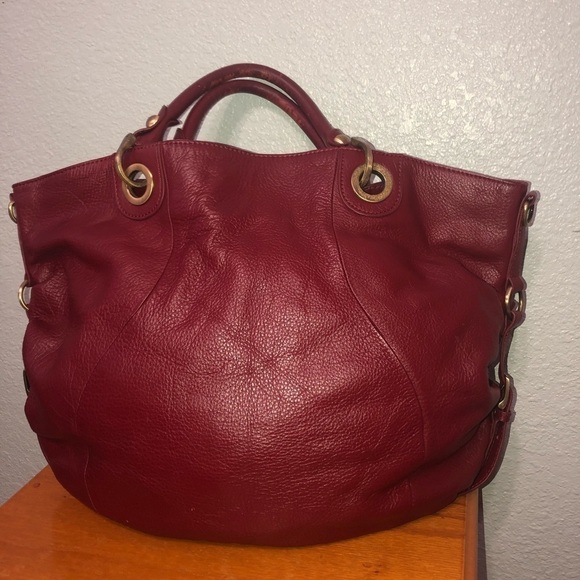 Fenn, Wright Manson -red Pebbled Leather Tote Bag with crossbody strap - Picture 3 of 13